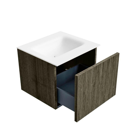 Mondiaz KURVE Ensemble meuble de salle de bains - 50x46x40cm - 1 tiroir - lavabo solid surface - centre - sans trou de robinet - Shadow SW1414241