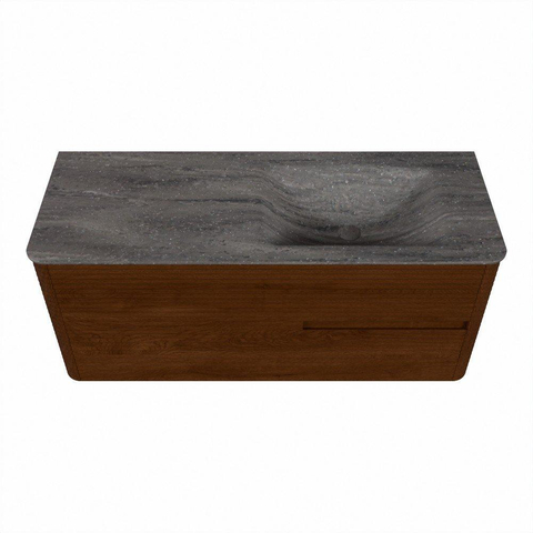 Mondiaz CIRO-DLUX Badkamermeubelset - 120x45x50cm - Solid surface wastafel Oza - 1 wasbak Rechts - 1 kraangat - 2 lades - Ruby SW1532091