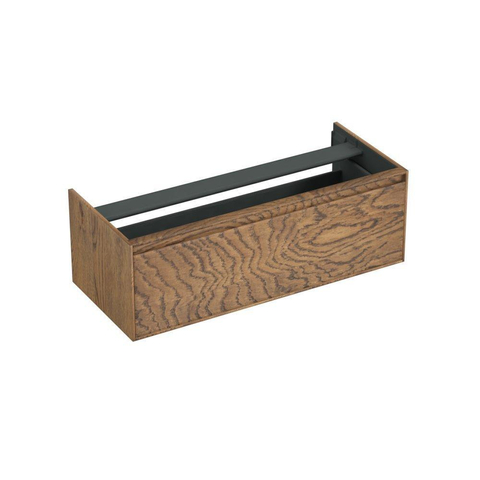 Forzalaqua Reno 2.0 meuble sous-lavabo 120x51x40cm avec 1 tiroir sans poignée avec fermeture en douceur Chêne massif Castle Brown SW492345
