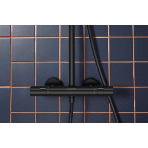 Hansgrohe Activera S ensemble de douche pluie apparent – thermostatique – douche de tête Ø 24 cm – douchette 2 jets – noir mat SW1388233