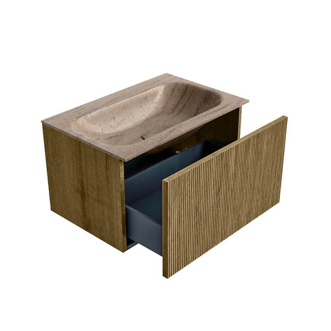 MONDIAZ KURVE-DLUX 70cm badmeubel kleur Dusk met 1 lade en 0 deuren. Wastafel BIG SMALL Midden zonder kraangat Saba. SW1433317