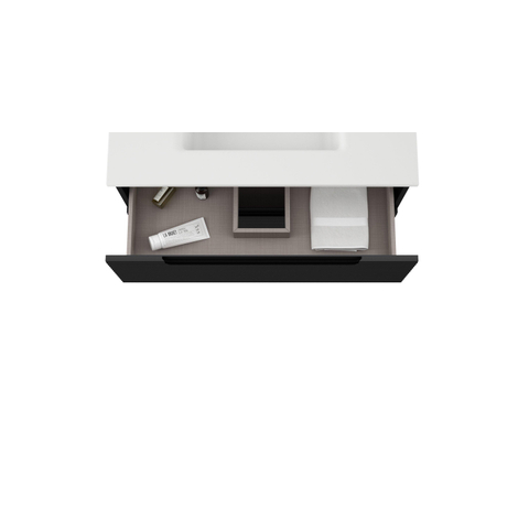 Saniclass Prime Balance Meuble sous lavabo - 80x55x44.9cm - 2 tiroirs - Poignée intégrée - MDF - noir mat SW892623