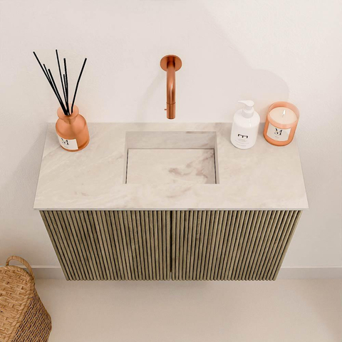 Mondiaz JOYA-DLUX 60cm toiletmeubel - kleur Dusk - Wastafel FAYE positie Midden Zonder kraangat kleur Frappe. SW1423079