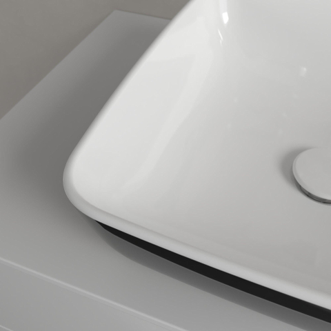 Villeroy & Boch Artis opzetwastafel vierkant - 41x41x12.5cm - zonder kraangat - zonder overloop - Coal Black (glans zwart) SW68862