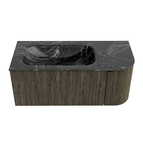 Mondiaz KURVE-DLUX Badkamermeubelset - 105x46x40cm - 1 lade - 1 deur - wastafel solid surface - links - 1 kraangat - Shadow SW1414633