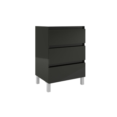 Saniclass Chaci PLUS Meuble de salle de bain - 60x86x46cm - vasque - plan de toilette - 3 tiroirs - noir mat SW1027193