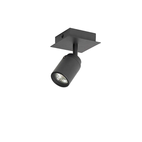 QAZQA Ducha Plafonnier de salle de bains - 10x10cm - 1 spot - IP44 - carré - noir mat SW1187256