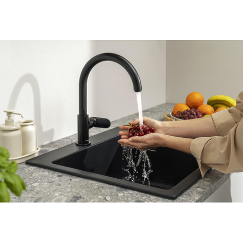 Hansgrohe Vernis blend m35 1 greeps keukenmengkraan - 210 - 1jet - draaibare uitloop - mat zwart SW651654