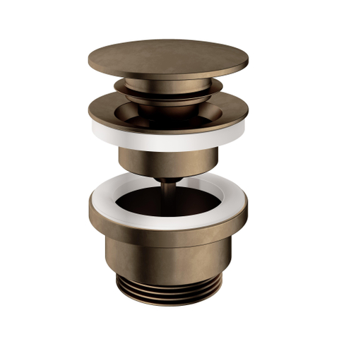 Hotbath Mate Clickplug - met schroef rond - messing verouderd koper (goud) SW74455
