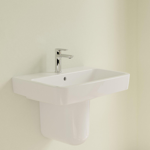 Villeroy & Boch O.novo wastafel - 65x46cm - met kraangat - met overloop CeramicPlus - White Alpine (glans wit) SW448450