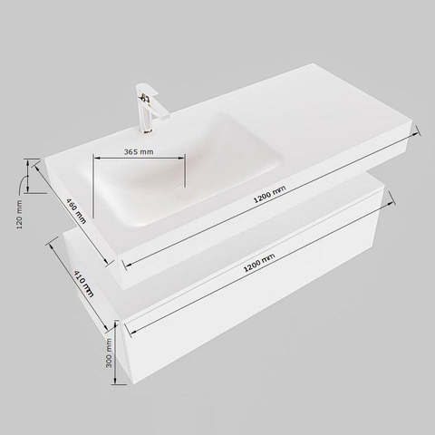 Mondiaz ALAN-DLUX Ensemble de meuble de salle de bains - 80x46cm - 2 tiroirs - lavabo suspendu - sans trous de robinet - 2 à gauche - brun foncé (chêne foncé) SW1428196