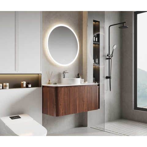 Royal Plaza Terra Ensemble meuble de salle de bains - 100x46.2x46cm - plan de toilette - 2 tiroirs - châtaignier (noyer) SW1441279