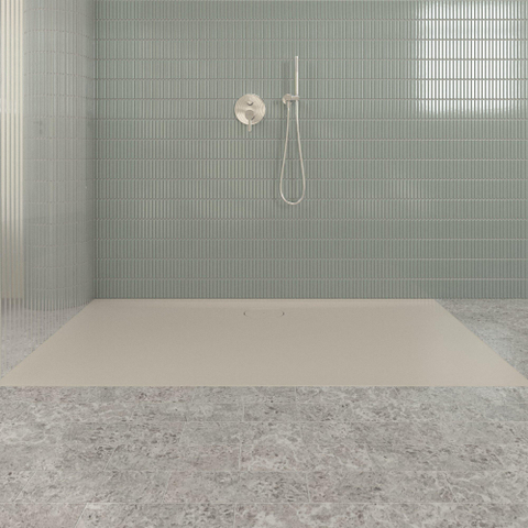 Villeroy & Boch Ecora douchebak - 170x90x3.5cm - afvoer lange zijde - almond (beige) SW1558896