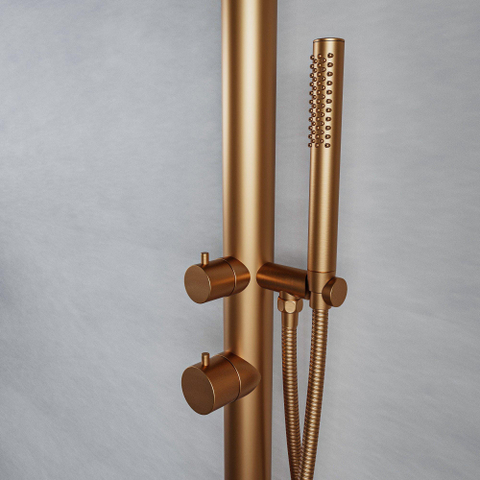 Fortifura Outdoor Original Buitendouche - RVS - 316 - handdouche - wandmodel - PVD - geborsteld koper SW996256