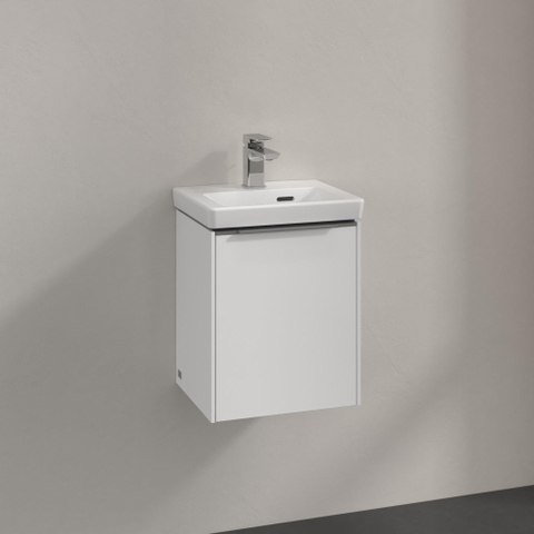 Villeroy & Boch Subway 3.0 wastafelonderkast - 40x40x30cm - met 1 linksdraaiende - softclose deur - met aluminium glanzende greep - spaanplaat - Brilliant White (wit) SW701602