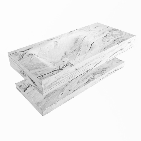 MONDIAZ ALAN - DLUX Badkamermeubelset - 100cm - planchet - Glace - vrijhangende wastafel - wasbak links - 1 kraangat - Glace SW809098