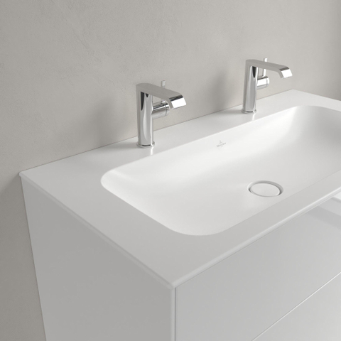 Villeroy & Boch finion meubelwastafel - met 2 kraangaten - 100x50cm CeramicPlus - zonder overloop - Stone White (mat wit) SW209574