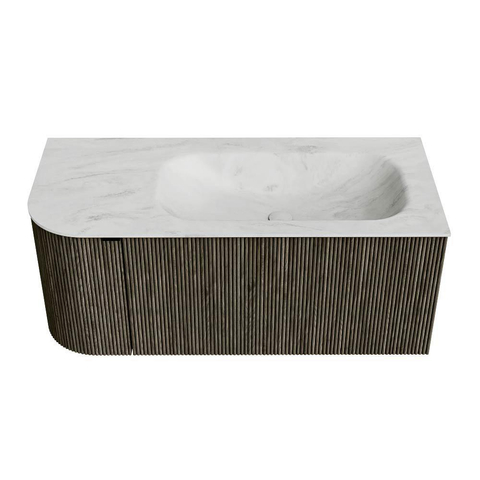 Mondiaz KURVE-DLUX Badkamermeubelset - 105x46x40cm - 1 lade - 1 deur - wastafel solid surface - rechts - zonder kraangat - Shadow SW1414033