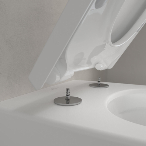 Villeroy & Boch Subway 3.0 Toiletset - zonder spoelrand - diepspoel inbouwreservoir twistflush bedieningsplaat edelmat zitting - softclose & - quickrelease CeramicPlus - Stone White (mat wit) SW956297