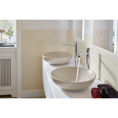 Villeroy & Boch Loop & Friends opzetwastafel - 42cm rond - met overloop CeramicPlus - mat almond (beige) SW644130
