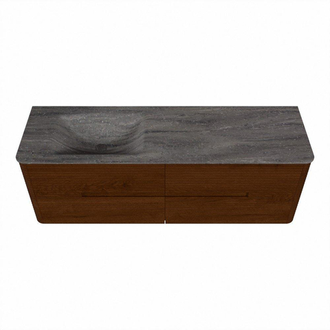 Mondiaz CIRO-DLUX Badkamermeubelset - 150x45x50cm - Solid surface wastafel Oza - 1 wasbak Links - zonder kraangaten - 4 lades - Ruby SW1532113