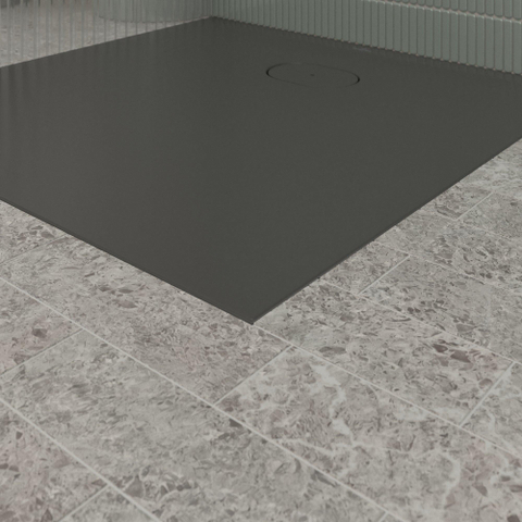 Villeroy & Boch Ecora douchebak - 90x90x3.5cm - afvoer korte zijde - anthracite (antraciet) SW1558990