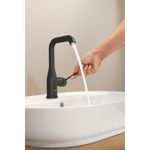 GROHE Essence New wastafelkraan - l-size - hoog - met waste - mat zwart SW1477508