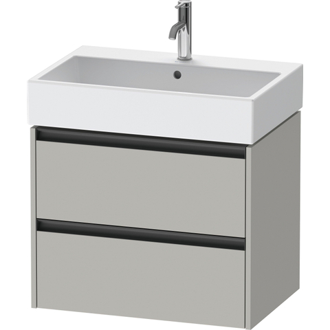 Duravit Ketho.2 Wastafelonderbouwkast - met 2 laden - 68.4x46x54.9cm - met grepen antraciet - betongrijs mat SW772192