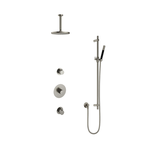 Hotbath Cobber IBS20 Regendoucheset - inbouw - 15cm plafondarm - 20cm ronde hoofddouche - staafhanddouche - glijstang - geborsteld nikkel (RVS) SW440418