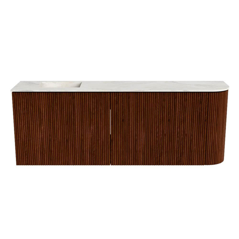 Mondiaz JOYA-DLUX 111.6cm toiletmeubel - ronding rechts kleur Ruby - Wastafel FAYE positie Links Zonder kraangat kleur Ostra. SW1423819
