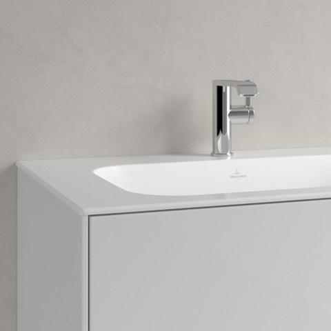 Villeroy & Boch finion meubelwastafel - 1 kraangat - 80x50cm CeramicPlus - zonder overloop - Stone White (mat wit) SW209572