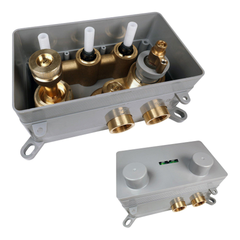 BRAUER Stripe Thermostat encastrable 3 voies - boutons-poussoirs - parties encastrables et apparentes - or brossé PVD SW1434823