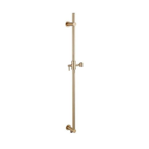 Fortifura Nebbio Ensemble combiné bain - mitigeur thermostatique - barre coulissante avec coude mural intégré - flexible de douche lisse - douchette à main sur barre - bec - laiton brossé SW1238026