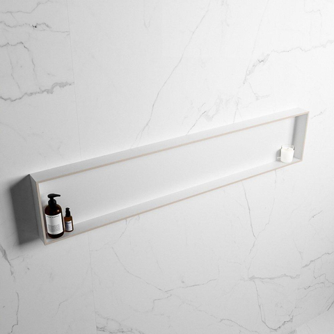 Mondiaz Easy nis 29.5x149.5x8cm voor Inbouw/opbouw 1 open vak Solid surface Talc/Linen SW643731