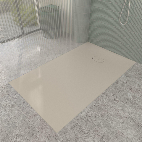 Villeroy & Boch Ecora douchebak - 150x90x3.5cm - afvoer korte zijde - almond (beige) SW1558932