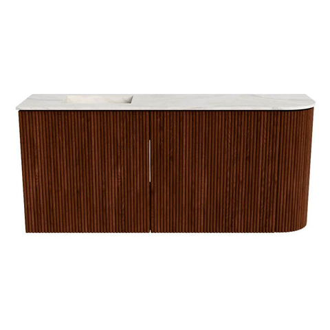 Mondiaz JOYA-DLUX 91.6cm toiletmeubel - ronding rechts kleur Ruby - Wastafel FAYE positie Links 1 kraangat kleur Ostra. SW1423812