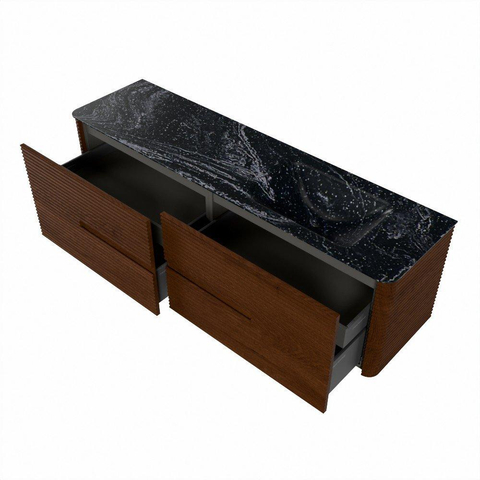 Mondiaz CIRO-DLUX Ensemble de meubles de salle de bains - 170x45x50cm - lavabo solid surface Lava - 1 vasque à droite - 1 trou de robinet - 4 tiroirs - Ruby SW1531605