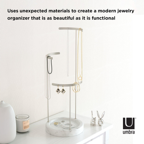 Umbra Tesora sieradenhouder 15x42x15cm staal wit/Metallic nikkel SHOWROOMMODEL SHOW24839