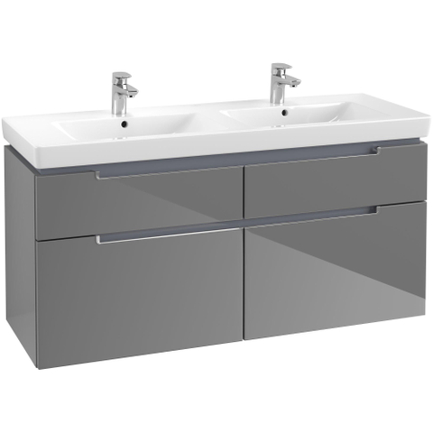 Villeroy & Boch Subway 2.0 wastafelonderkast - 128.7x59x44.9cm - glans grijs SW118762