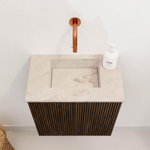 Mondiaz JOYA-DLUX Meuble de toilette 40cm - couleur Walnut - Vasque FAYE position Milieu Sans trou de robinet couleur Frappe SW1422260