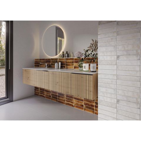Terravito Giavelo wand- en vloertegel - 6x24.6cm - 8.4mm - Rechthoek - Overig - glans wit - White SW1601884