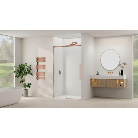 Van Rijn Products ST09 Schuifdeur vast deel - 157.5x200cm - helder glas - soft-close - incl. Koper Geborsteld SW1178041