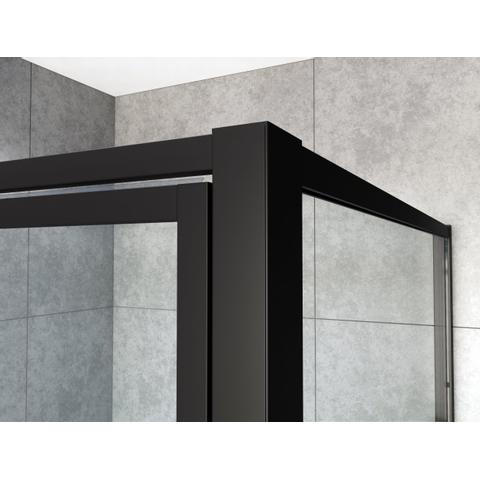Saniclass Bellini Paroi latérale 100x200cm verre de sécurité anticalcaire cadre Lines extérieur Noir mat SW491683