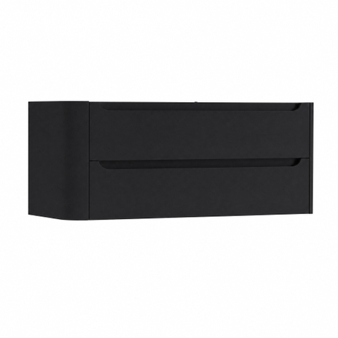 H&R Badmeubelen Juice Meuble sous lavabo - 120x45x50cm - coin gauche arrondi - 2 tiroirs - poignée intégrée - noir mat SW1489934