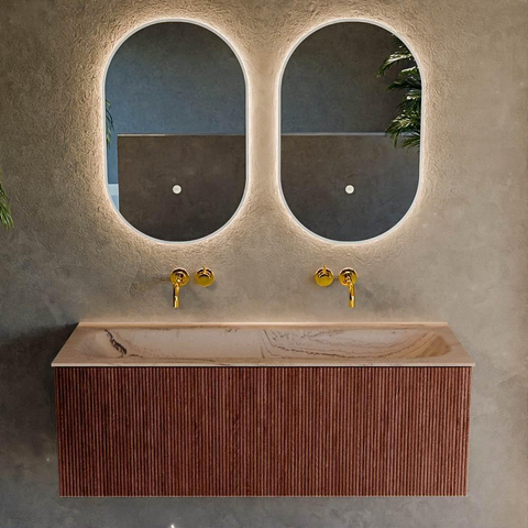 MONDIAZ KURVE-DLUX 120cm badmeubel kleur Ruby met 1 lade en 0 deuren. Wastafel BIG LARGE Midden zonder kraangat Arena. SW1431513