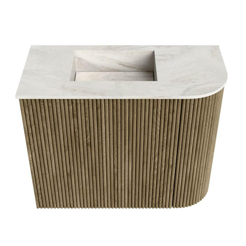 Mondiaz JOYA-DLUX 51.6cm toiletmeubel - ronding rechts kleur Dusk - Wastafel FAYE positie Links Zonder kraangat kleur Ostra. SW1423430