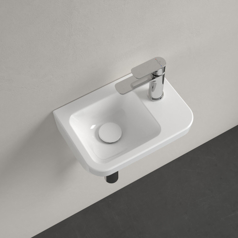 Villeroy & Boch Architectura fontein - met kraangat rechts - zonder overloop - 36x26cm - White Alpine (glans wit) SW68795