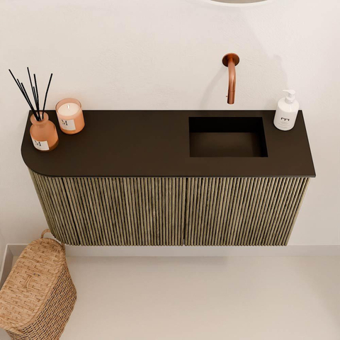 Mondiaz JOYA 81.6cm toiletmeubel - ronding links kleur Dusk - Wastafel FAYE positie Rechts Zonder kraangat kleur Urban. SW1421703