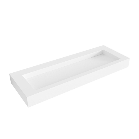 Mondiaz AVON wastafel - 130x46x12cm - wasbak midden - zonder kraangat - talc (wit) SW431356