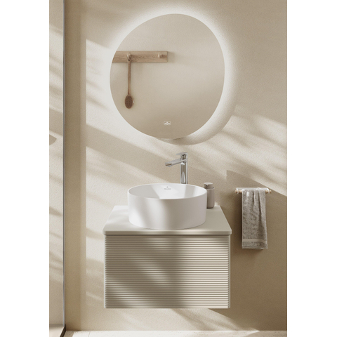 Villeroy & Boch Collaro opzetwastafell rond - diameter 40cm - zonder overloop - zonder kraangat CeramicPlus - Stone White (mat wit) SW336043